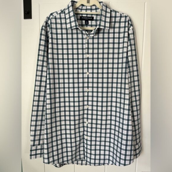Mizzen+Main Leeward Green and Blue Plaid Shirt Button Down Dress Shirt - Picture 1 of 7